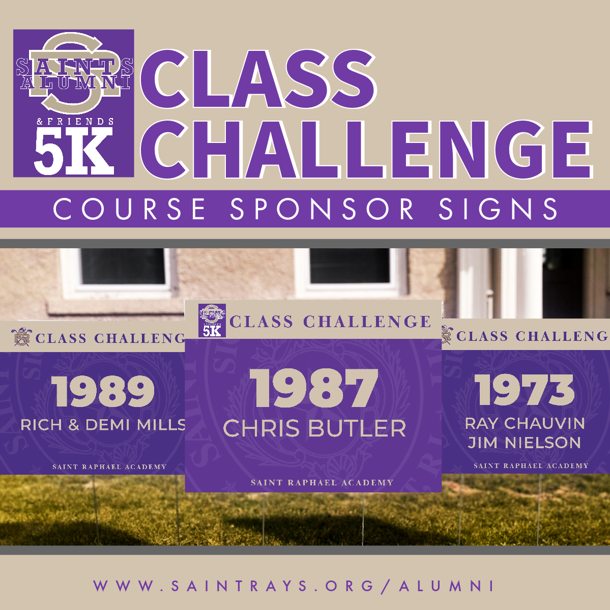 5k - Class Challenge Course sign - Saint Raphael Academy